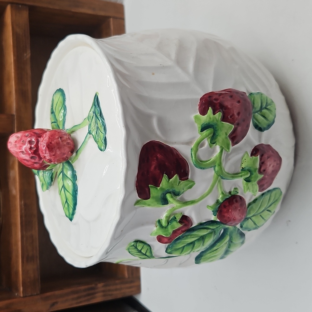 Strawberry Design Ceramic Cookie Jar